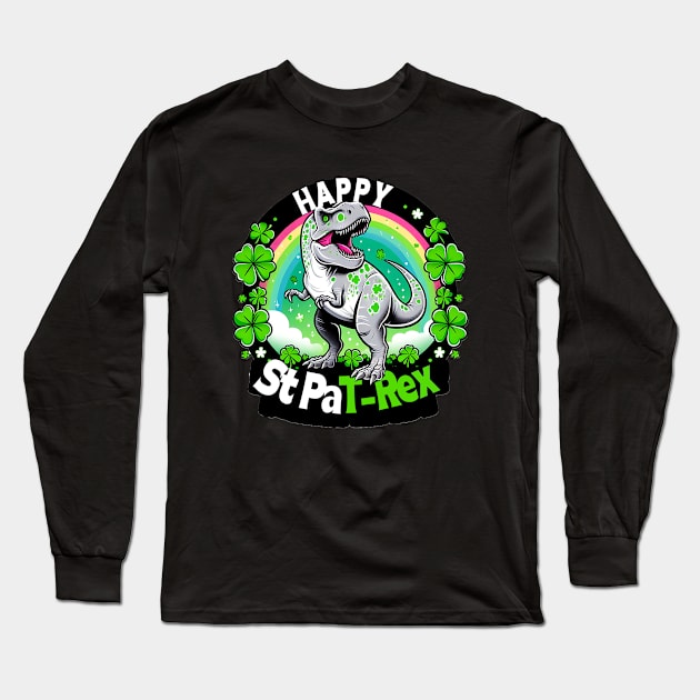 Happy St PaT-Rex Dinosaur Saint Patrick's Day For Boys Girls Long Sleeve T-Shirt by click2print